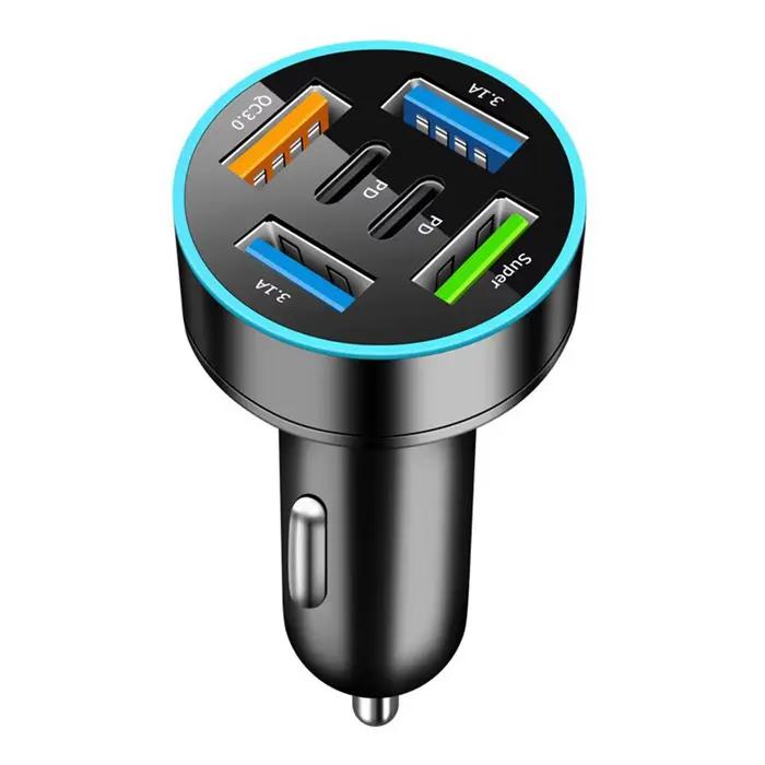 Chargeur de voiture 250W 5 Ports, charge rapide PD QC3.0 USB C, adaptateur de téléphone de voiture a