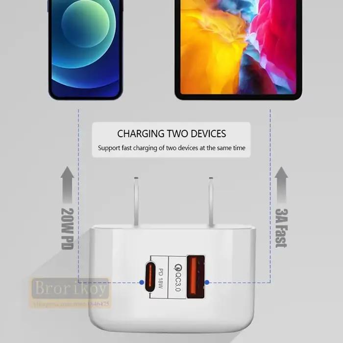 40W charge rapide 20W USB C PD chargeur mural prise ue US UK pour IPhone 12 13 14 15 Plus Pro Max Sa