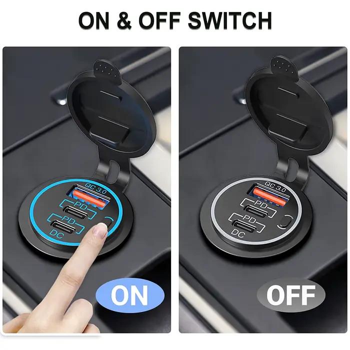 Prise de chargeur de voiture USB 12V, double Port 30W PD USB-C et 18W QC3.0, accessoires pour voitur