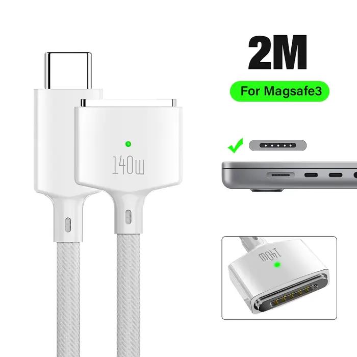 Câble magnétique de charge rapide USB Type C vers MagSafe3 140W PD 3.1 pour Macbook Air Pro 14 16 M2