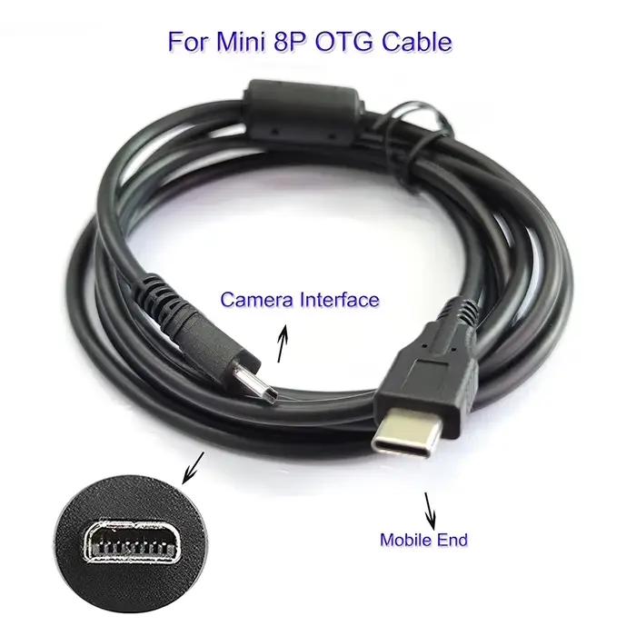 Câble OTG pour appareil photo type-c vers MINI 8P B ; Connecteur de câble de données pour appareil p