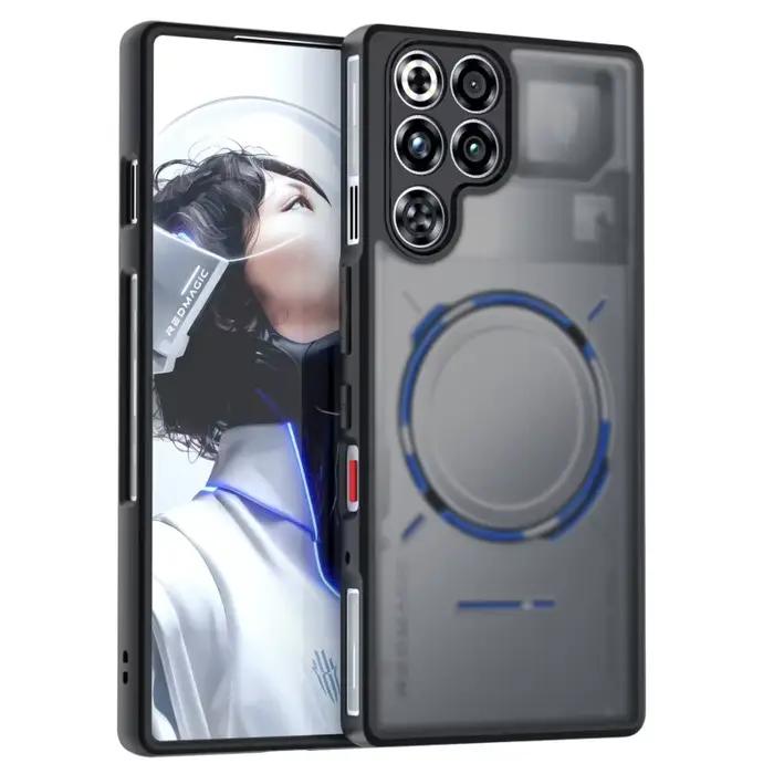 Étui transparent pour Red Magic 11 Pro/11 Pro Plus, pare-chocs en TPU noir + dos transparent en PC,