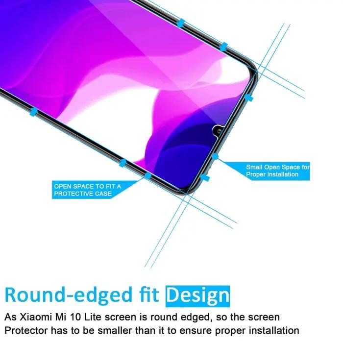 Protecteur d'écran pour Xiaomi MI 10 Lite 5G, verre trempé HD cristal haute aluminium anti-rayures 9