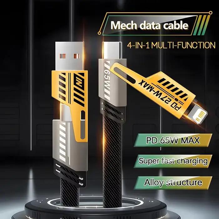Mecha – câble de Charge rapide 4 en 1, PD 27W, pour iPhone 15, Samsung, Xiaomi, 65W, USB Type C, mul