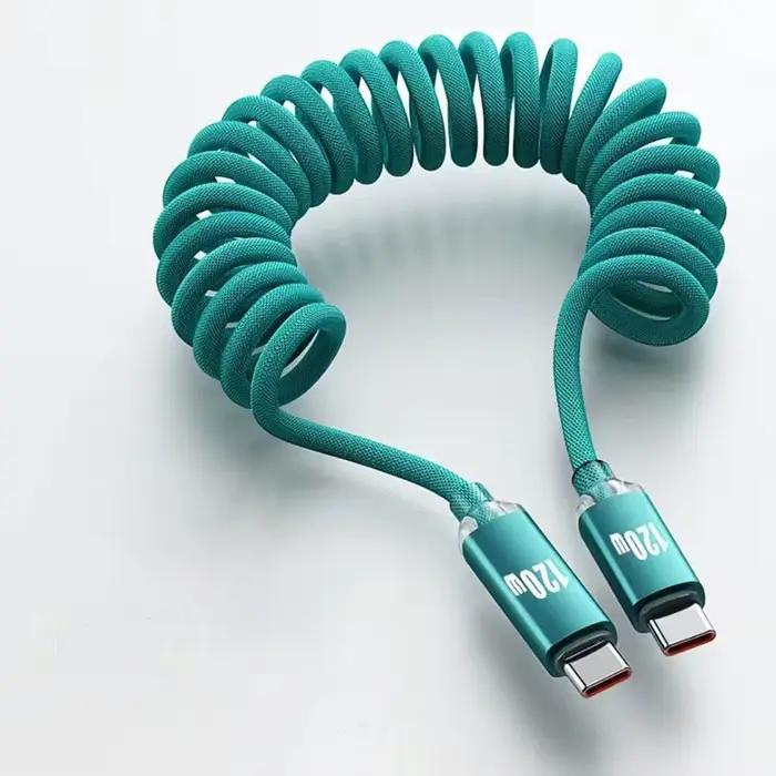Câble de charge rapide USB-C vers USB-C 120W pour voiture, compatible iPhone 17 16, et câble télesco