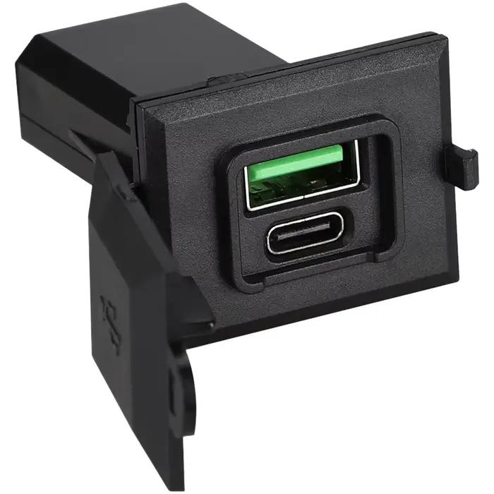 Chargeur de voiture double port 36W à charge rapide avec USB C et USB A prenant en charge QC 3.0 et