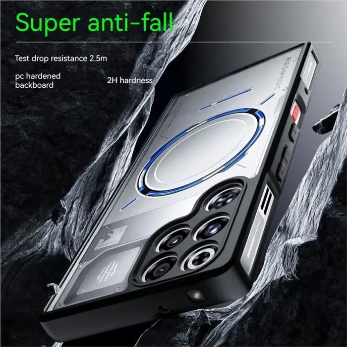 Étui transparent pour Red Magic 11 Pro/11 Pro Plus, pare-chocs en TPU noir + dos transparent en PC,