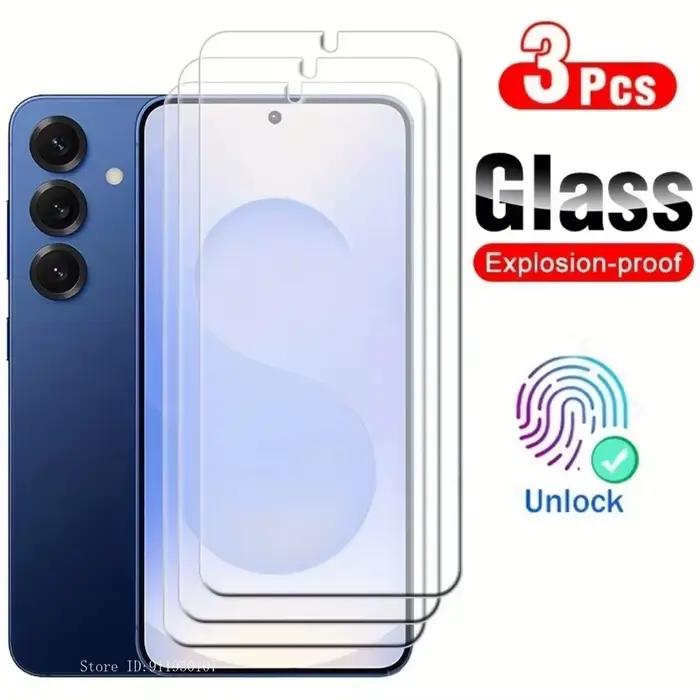 Protecteur d'écran pour Samsung Galaxy S25 S24 Ultra S23 S22 S21 Plus FE, étui antidéflagrant, 3 paq