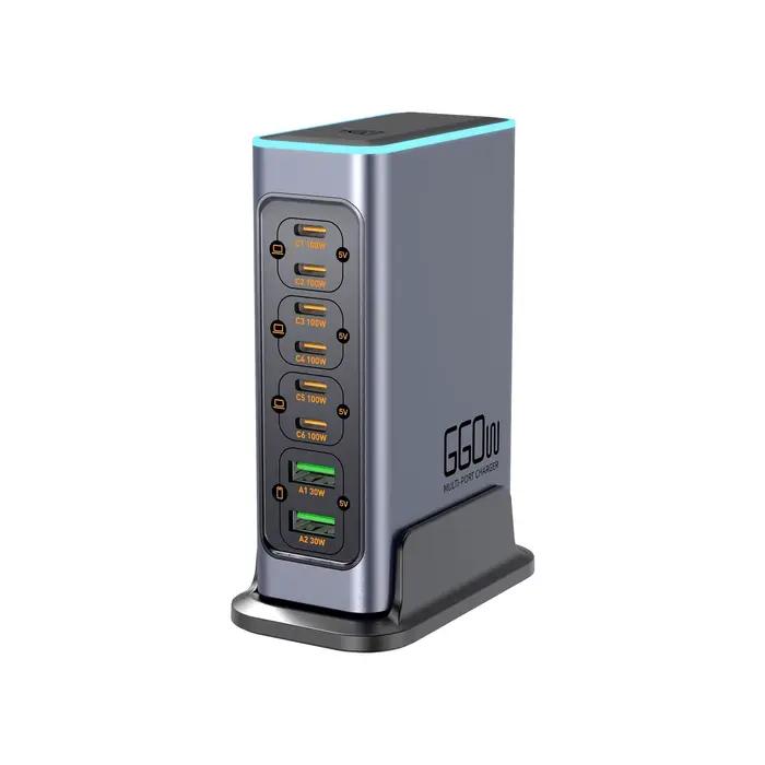 Chargeur de bureau multi-ports 660W à 8 ports, adaptateur de station de charge rapide USB-C pour tél