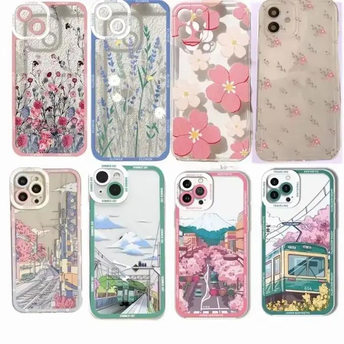 Coque à motif de fleurs de paysage d'anime pour Motorola, coque souple transparente pour Moto G53, G