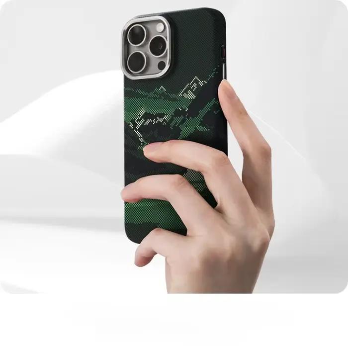 Coque de téléphone MagSafe en Relief de paysage abstrait, étui rigide pour iPhone 16 15 14 Pro Max 1