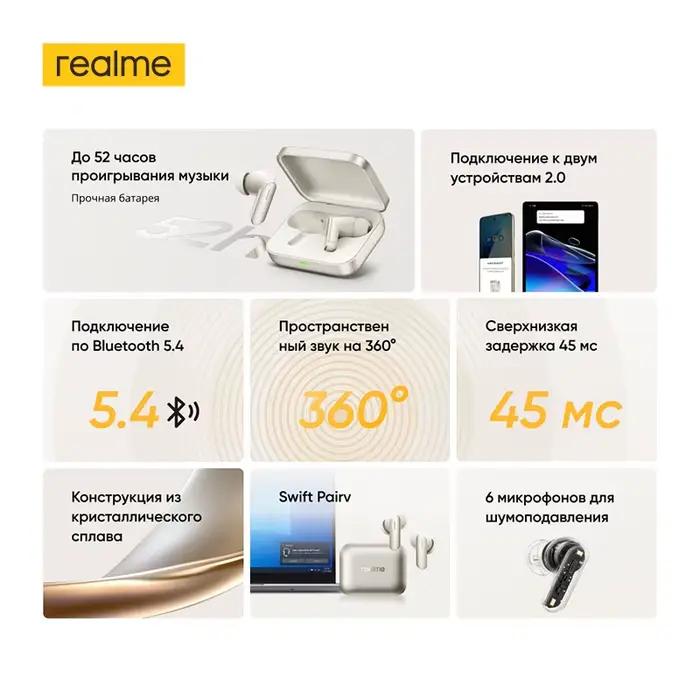 Version mondiale realme Buds Air 7 52dB suppression Active du bruit véritable écouteur sans fil 52 h