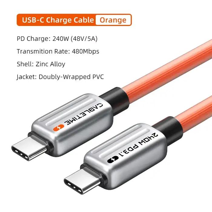 CABLETIME 240W PD câble USB C vers USB C câble adaptateur de chargeur rapide Type C vers C câble d'a