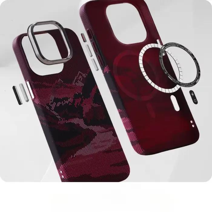 Coque de téléphone MagSafe en Relief de paysage abstrait, étui rigide pour iPhone 16 15 14 Pro Max 1