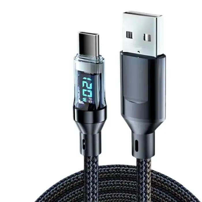 NNBILI Câble de charge ultra rapide pour téléphone 120W C-C et A-C avec affichage LED, cordon de don