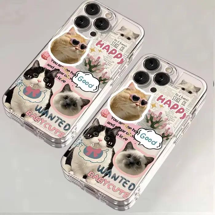 Coque de téléphone transparente chat journal, étui pour Samsung Galaxy S25 S24 S23 Ultra S22 Plus S2