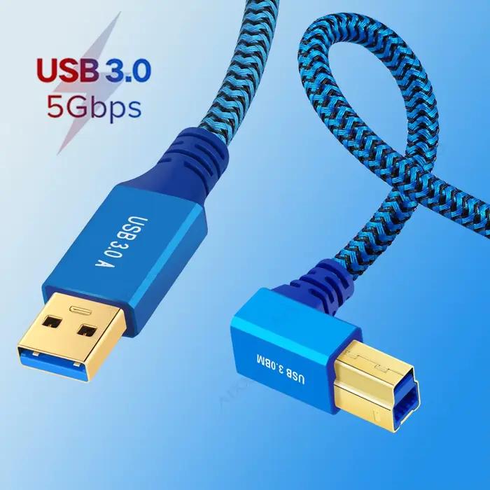 AIXXCO 90 degrés USB B vers USB A câble d'imprimante USB 3.0 mâle à mâle cordon de Scanner cordon d'