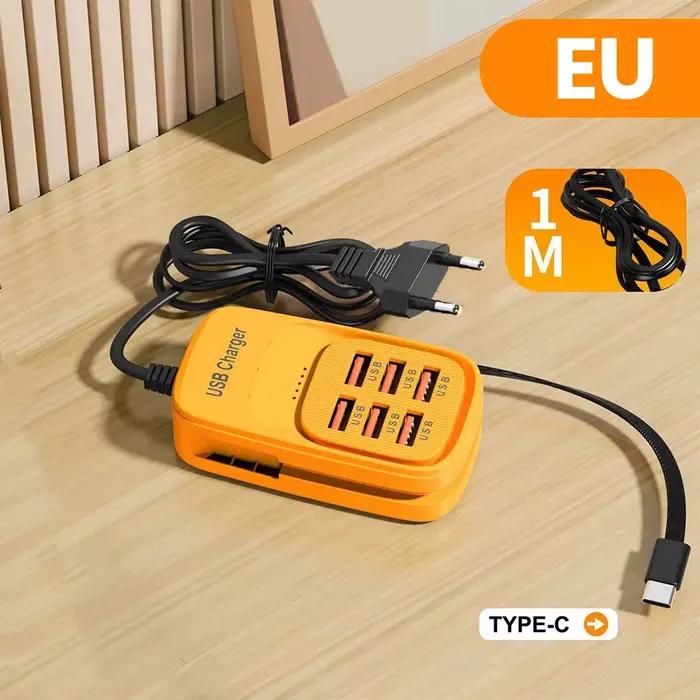 Chargeur USB rapide 6 en 1, multiprise de bureau, station de charge rapide, cordon de charge rapide,