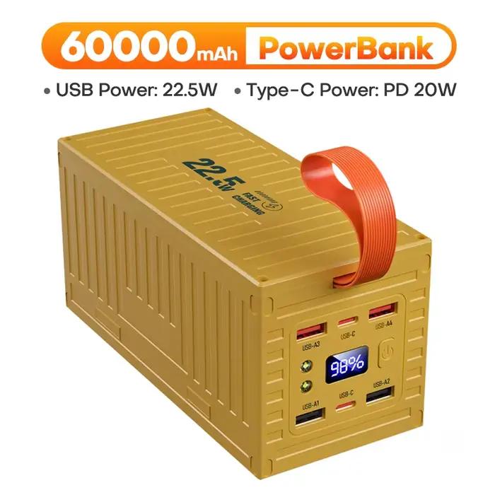 QOOVI-Batterie externe 60000mAh, 22.5W PD QC 3.0, chargeur de grande capacité, pour iPhone Xiaomi