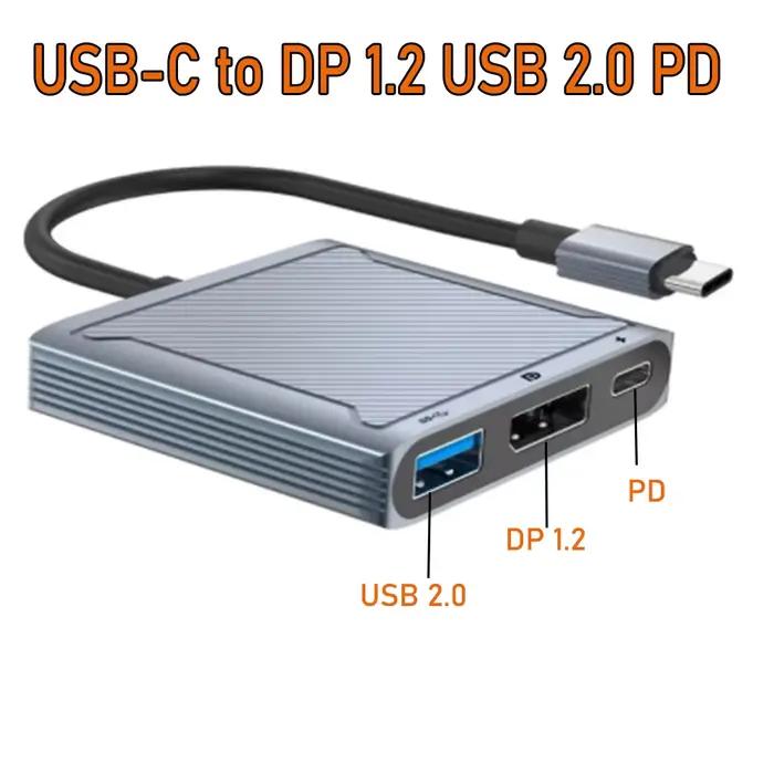 Câble USB C vers DisplayPort 1.4 dock 8K 3 en 1 Thunderbolt 3 Type C vers DisplayPort 1.4 avec port