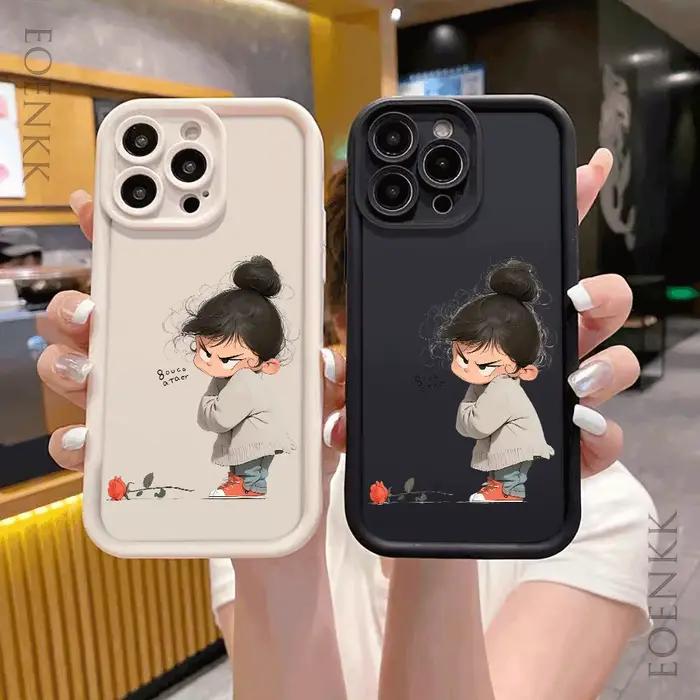 Coque de protection antichoc pour fille, étui souple tendance pour iPhone 16 15 Pro Max 14 13 12 11