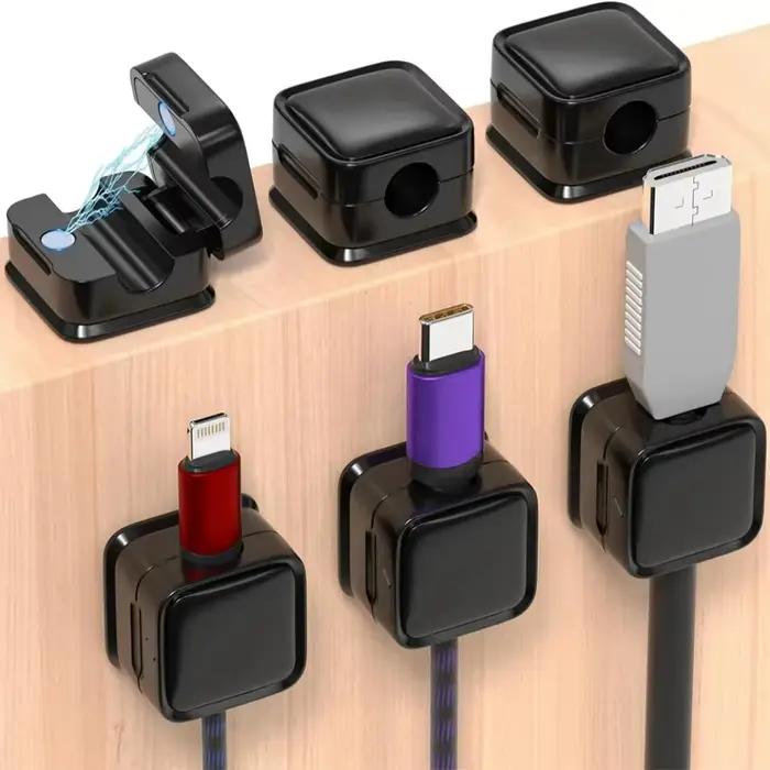 Organisateur de câbles magnétique 1/3/6 PCS Gestion des câbles Support de câbles mural Clips de câbl
