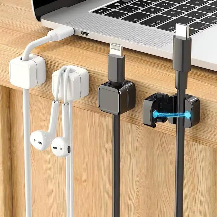 Organisateur de câbles magnétique 1/3/6 PCS Gestion des câbles Support de câbles mural Clips de câbl