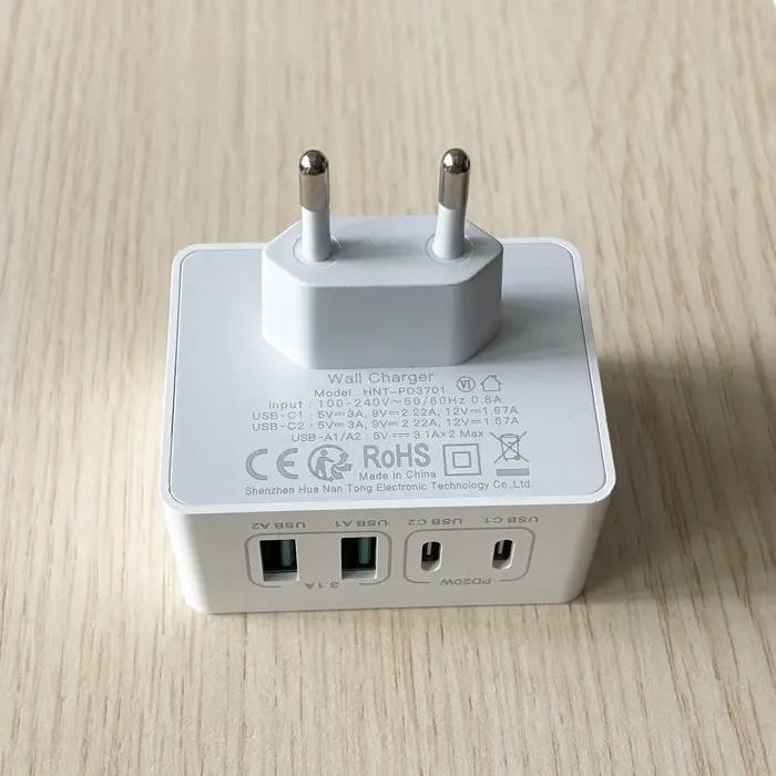 Chargeur USB C, 40 W 4 ports prise USBC chargeur rapide Multi AC double port PD + QC Type C adaptate