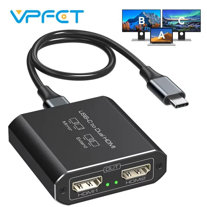 Répartiteur USB C vers HDMI 4K @ 60Hz, 1 entrée 2 sorties, adaptateur Thunderbolt vers double HDMI,