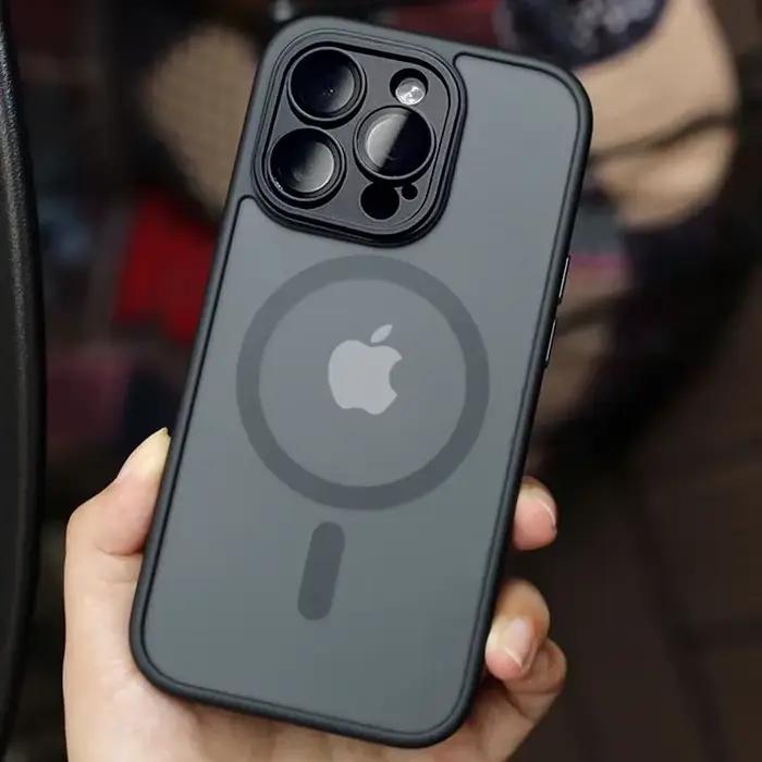Protecteur d'objectif de charge magnétique sans fil translucide, coque d'origine pour iPhone 15, 14,