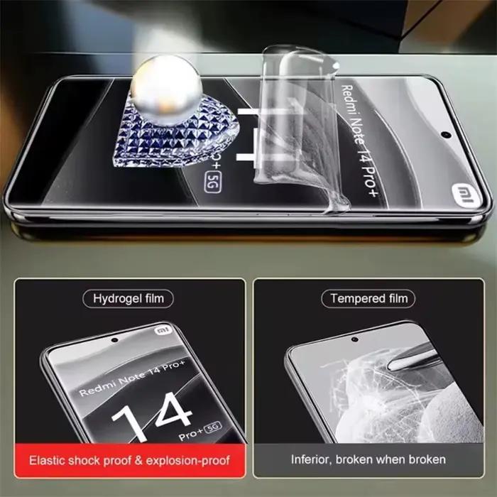 Film Hydrogel pour Xiaomi Redmi Note 14 13 12 11 Pro Plus 5G 10 9 8 Pro, 4 pièces, Film de protectio