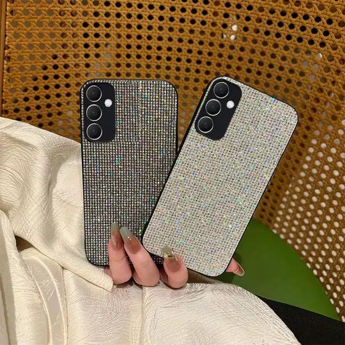 Coque de téléphone de luxe en TPU, motif de grille brillante, à la mode, pour Samsung Galaxy A14 A15