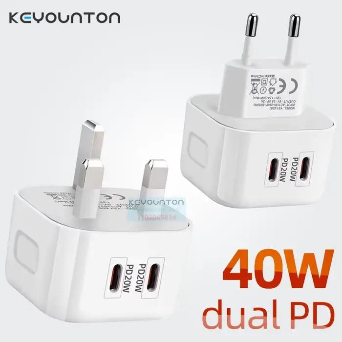 40W charge rapide 20W USB C PD chargeur mural prise ue US UK pour IPhone 12 13 14 15 Plus Pro Max Sa