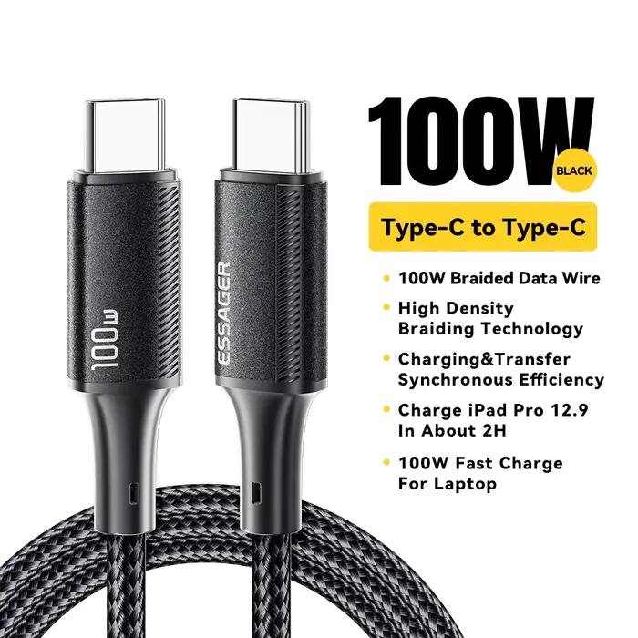 Essager PD 100W Type C à C câble USB type-c 5A câble de téléphone portable de charge rapide pour Mac