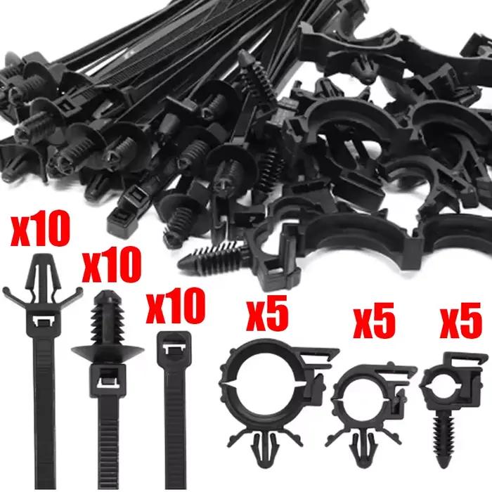 Attache de câble universelle à fermeture éclair, 45 pièces, avec Clips de routage de fil de voiture,