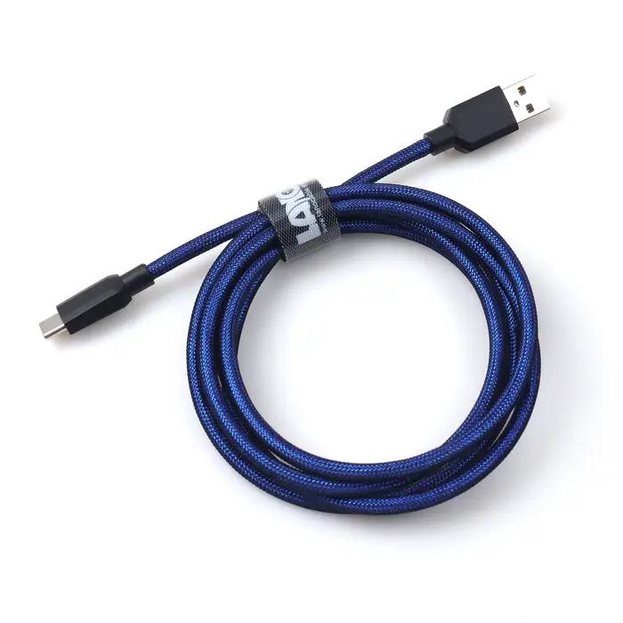 【LANO】Nouveau câble USB vers Type C double gaine blanc et bleu foncé pour clavier mécanique, câble T