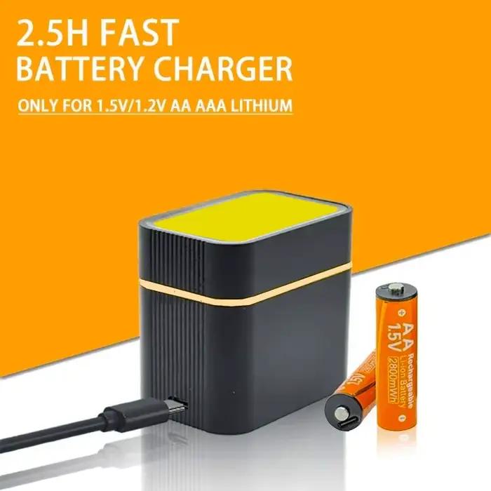 Chargeur de batterie 4+4 emplacements, indicateur LED intelligent, chargeur USB pour piles rechargea