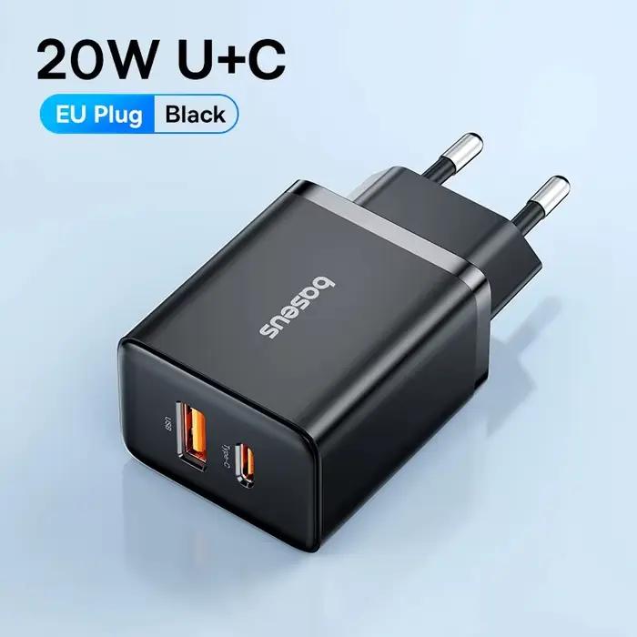 Baseus 20W PD chargeur Charge rapide QC4.0 QC3.0 USB Type C chargeur pour iPhone 15 14 13 12 11 Xiao