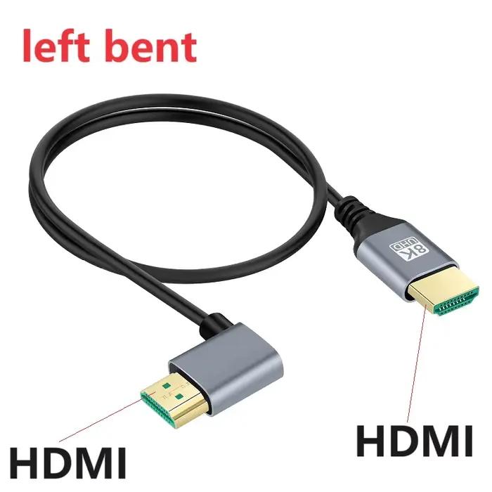 Câble HDMI 8K 2.1V 90 degrés, 8K 60Hz 4K 120Hz 48Gbps EARC ARC HDCP Ultra haute vitesse HDR pour TV