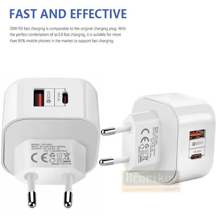 40W charge rapide 20W USB C PD chargeur mural prise ue US UK pour IPhone 12 13 14 15 Plus Pro Max Sa
