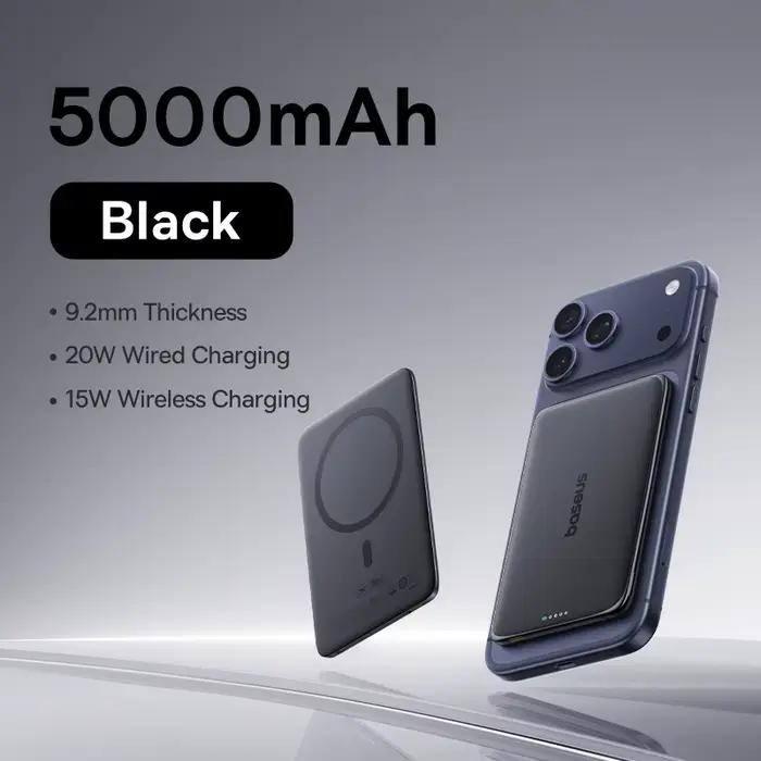 Baseus 5000mAh batterie externe magnétique 15W sans fil 20W charge filaire mince taille de carte Pow