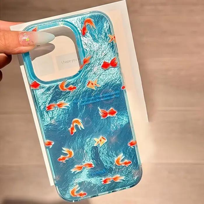 Coque de téléphone à motif Vortex de carpe rouge océan bleu coréen, étui souple en Silicone pour iPh