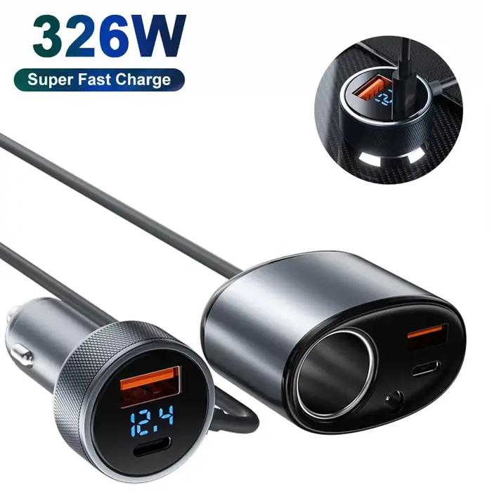 Chargeur de voiture haute puissance 326W, chargeur rapide multifonctionnel USB Type C avec câble de