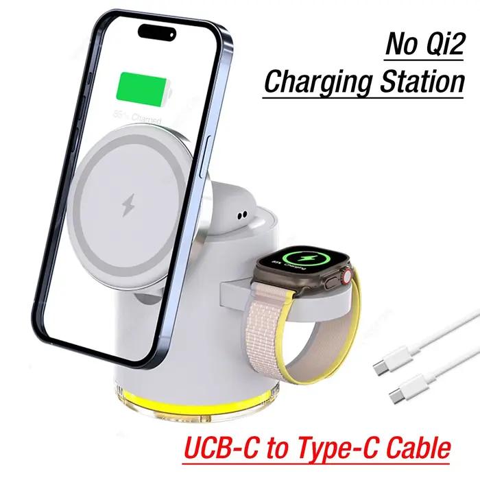 Station de charge rapide pliable 4 en 1 Qi2 15W Chargeur sans fil magnétique pour MagSafe iPhone16/1