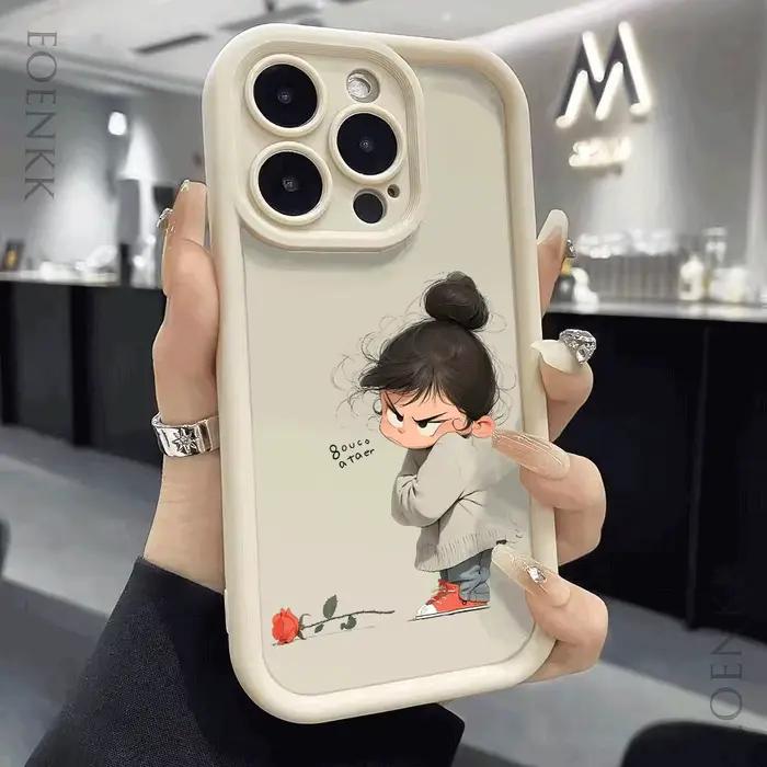 Coque de protection antichoc pour fille, étui souple tendance pour iPhone 16 15 Pro Max 14 13 12 11