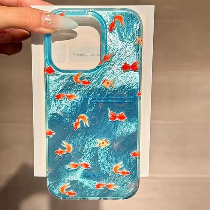 Coque de téléphone à motif Vortex de carpe rouge océan bleu coréen, étui souple en Silicone pour iPh