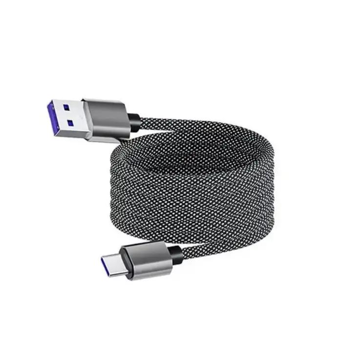 Câble USB C vers USB C à enroulement magnétique, charge rapide 65W, cordon de données tressé 480 Mbp