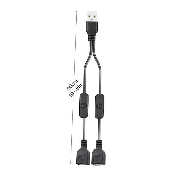 Câble d'extension USB 1 à 2 avec interrupteur marche/arrêt, séparateur mâle à femelle, cordon de cha