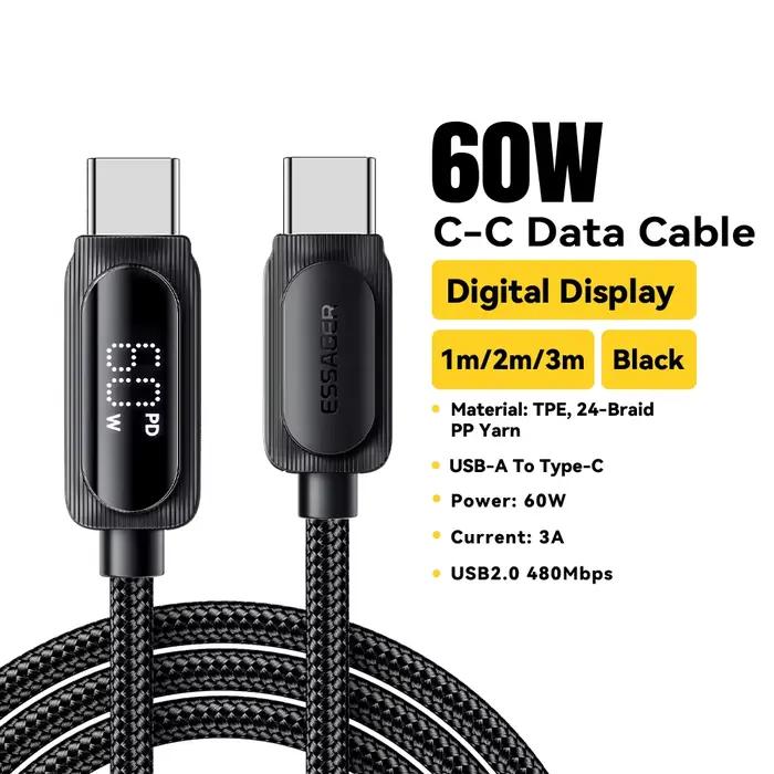 Essager USB Type C vers USB C câble 100W 5A PD cordon de charge rapide pour Macbook Xiaomi Samsung t