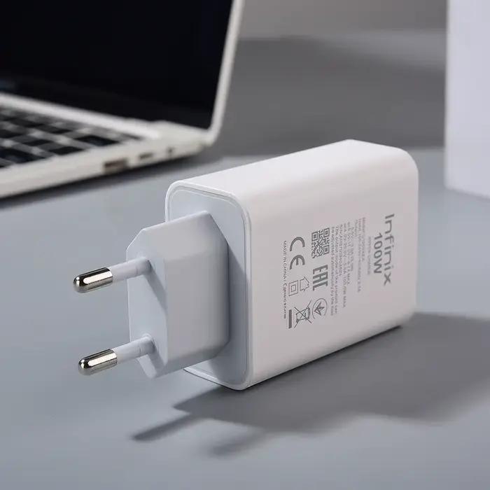 Chargeur Infinix 100W EU, adaptateur d'alimentation à charge ultra rapide, câble USB C vers Type C p